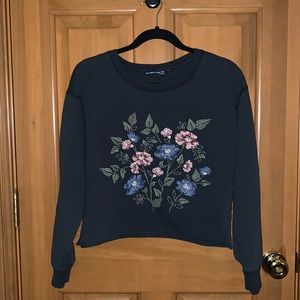 Abercrombie & Fitch oversized sweatshirt, embroidered front, dark green, size XS